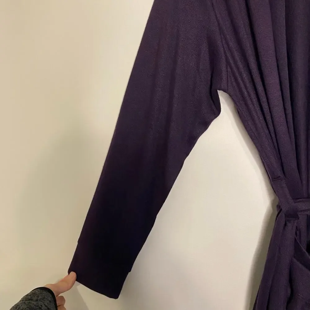 Lands End Supima Cotton Purple Long Robe Womens Soft Sleepwear‎ Medium Petite